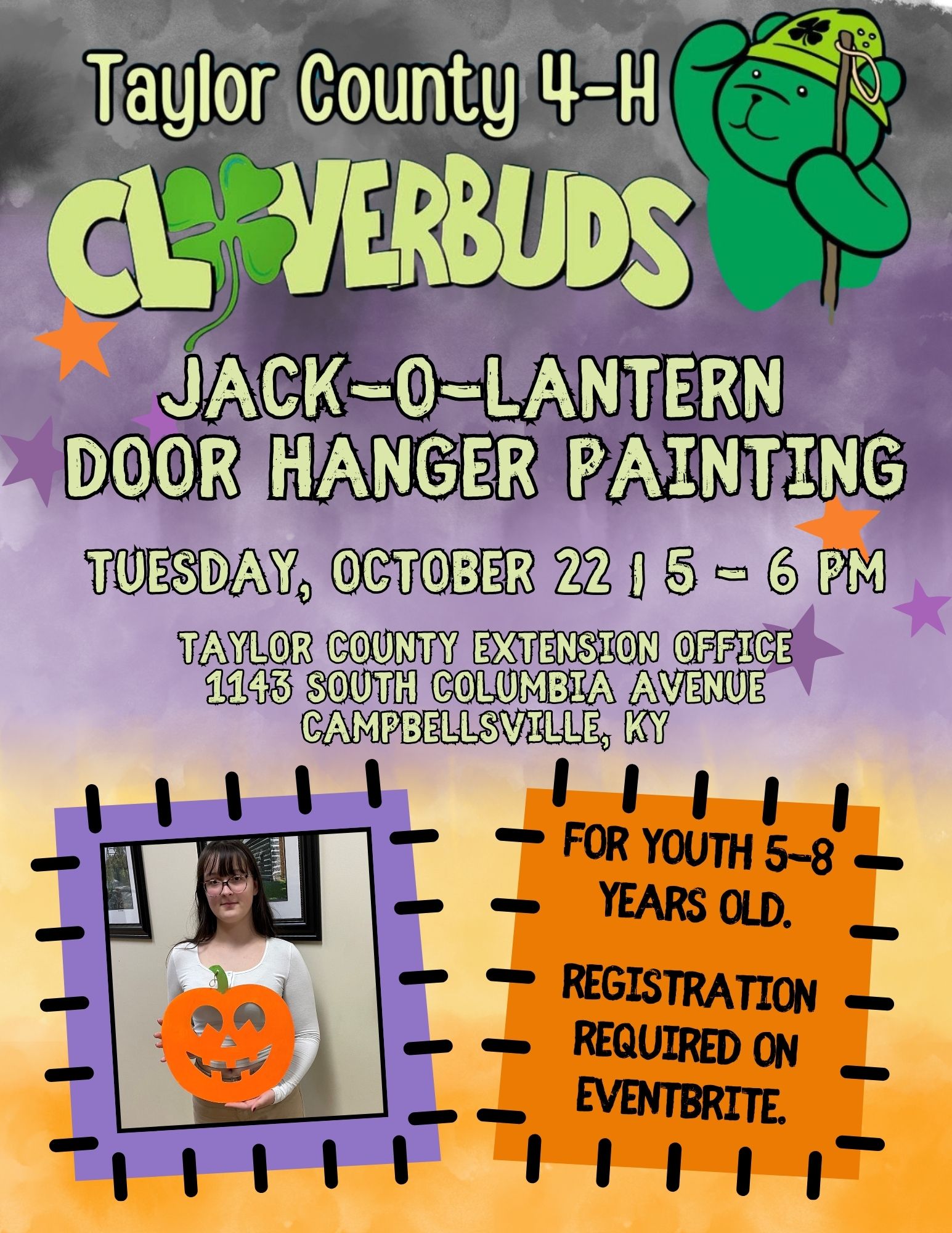 4-H Cloverbud Jack-O-Lantern Door Hanger Painting