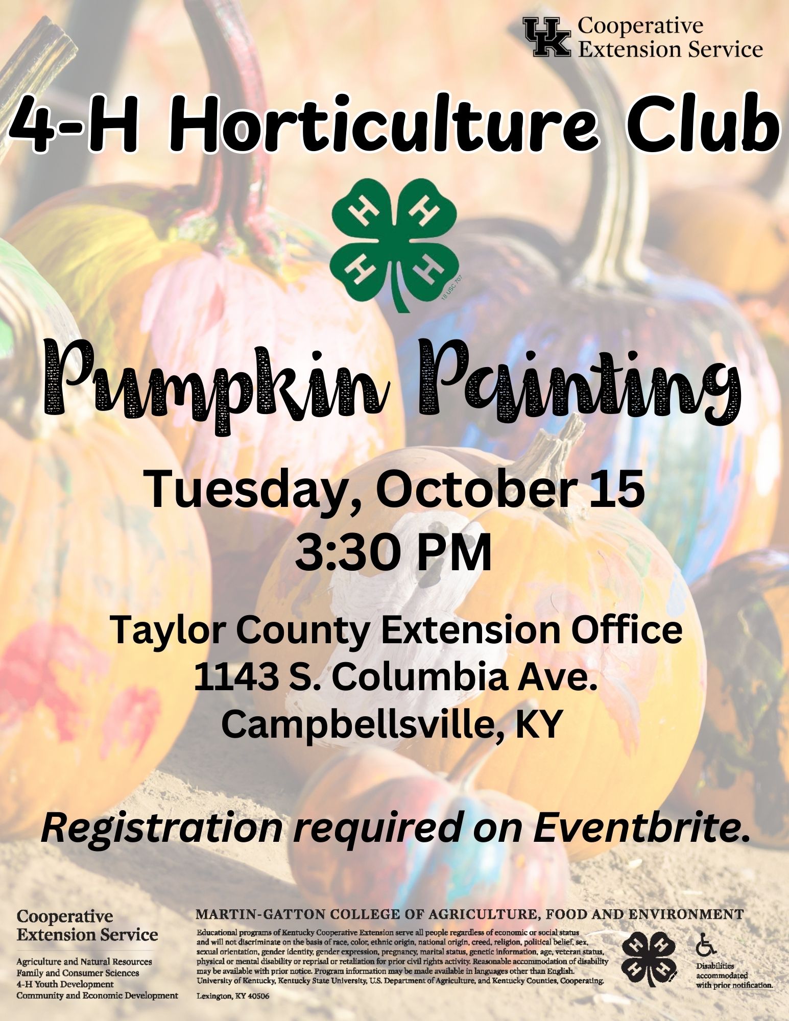 4-H Horticulture Club Pumpkin Painting