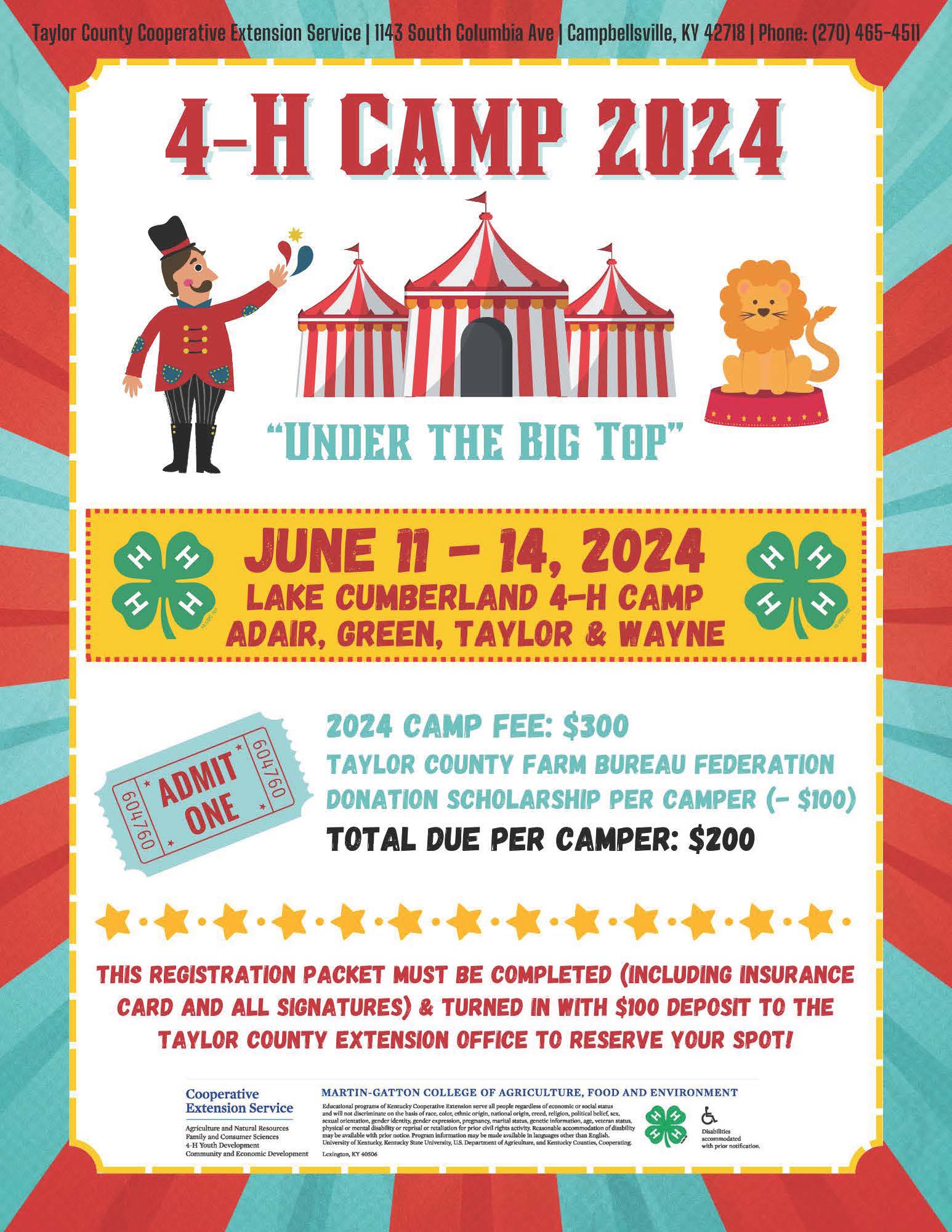 4-H Camp flyer