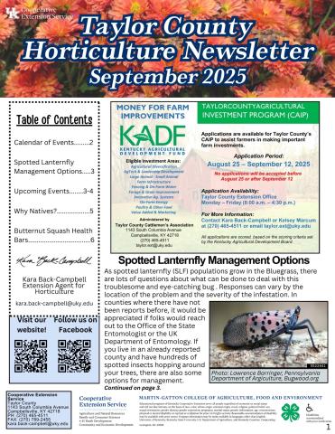 September 2025 Horticulture Newsletter page 1